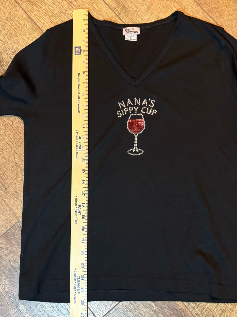 Isaac’s Designs L Nana’s Sippy Cup Rhinestone Wine T-Shirt - Picture 6 of 8